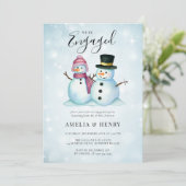 Invitation Hiver M. Mme Snowman Funny Mignonne Partie d'engag (Debout devant)