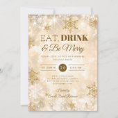 Invitation Hiver "Manger & Boire" Gold Fête de Noël (Devant)