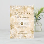 Invitation Hiver "Manger & Boire" Gold Fête de Noël (Debout devant)