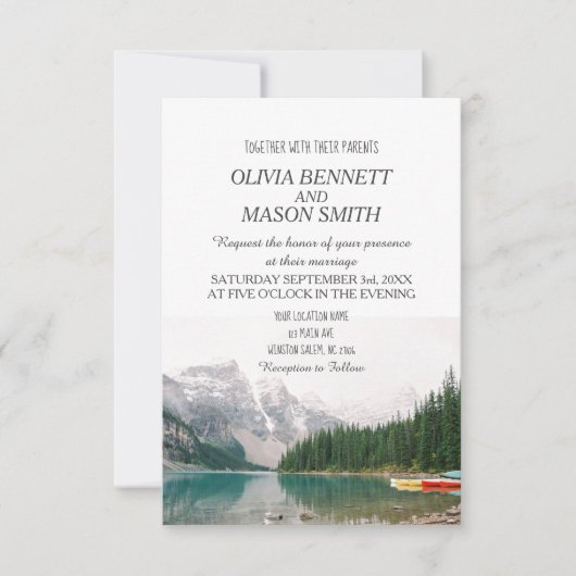 Invitation Hiver Mariage campagnard Rocky Mountain Lake (Devant)