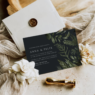 Invitation Hiver Meadow   Mariage botanique vert