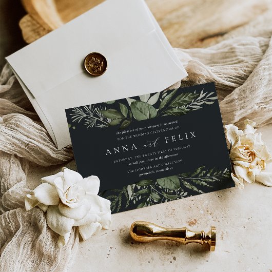 Invitation Hiver Meadow | Mariage botanique vert
