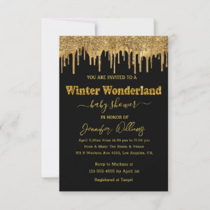 Invitation hiver merveilleland or parties scintillant baby sh