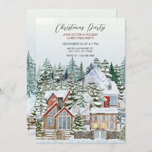 Invitation Hiver merveilleuse maisons noël (Devant / Derrière)
