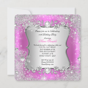 Invitation Hiver Merveilleux Anniversaire Flocon de Neige Ros