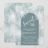 Invitation Hiver merveilleux aquarelle flocon doux 16 (Devant / Derrière)