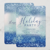 Invitation Hiver merveilleux bleu entreprise Fête de vacances (Devant / Derrière)