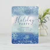 Invitation Hiver merveilleux bleu entreprise Fête de vacances (Debout devant)