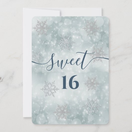 Invitation Hiver merveilleux bleu poussiéreux bokeh doux 16 i (Dos)