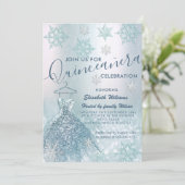 Invitation Hiver merveilleux bleu robe gliterie ombre (Debout devant)