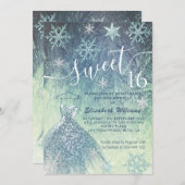 Invitation Hiver merveilleux bleu robe gliterie ombre (Devant / Derrière)