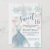 Invitation Hiver merveilleux bleu robe gliterie ombre (Devant)