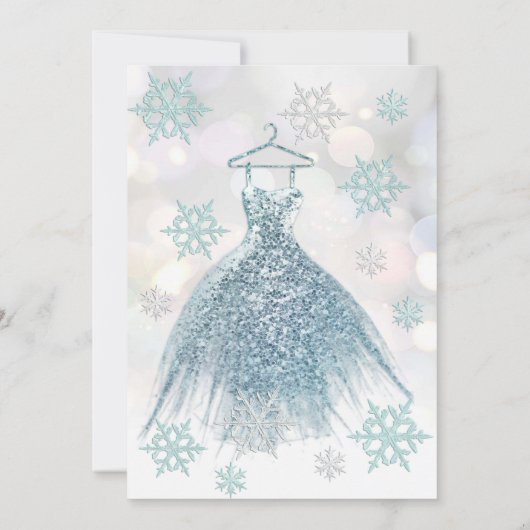 Invitation Hiver merveilleux bleu robe gliterie ombre (Dos)