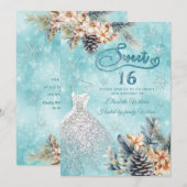 Invitation Hiver merveilleux fleurie Adorable robe sucrée 16 (Devant / Derrière)