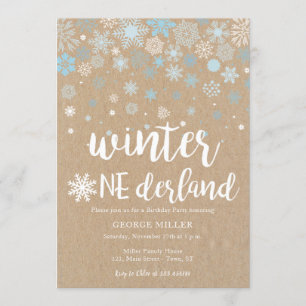 Invitation Hiver merveilleux flocons de neige 1er anniversair