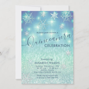 Invitation Hiver merveilleux flocons de neige parties scintil