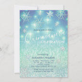 Invitation Hiver merveilleux flocons de neige parties scintil (Devant)