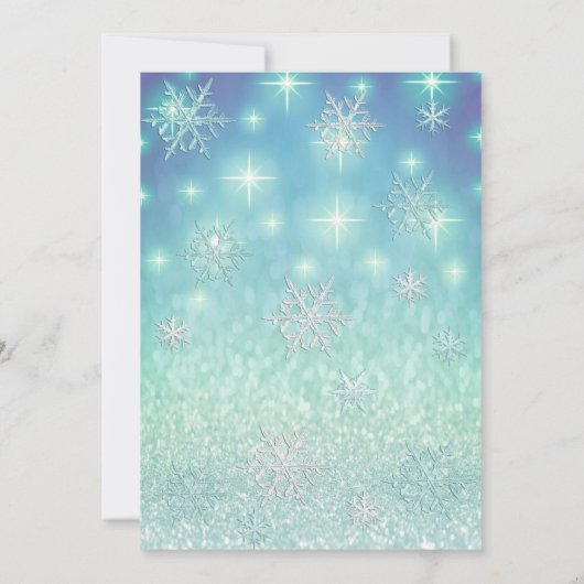 Invitation Hiver merveilleux flocons de neige parties scintil (Dos)