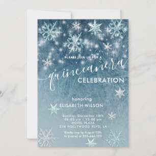 Invitation Hiver merveilleux flocons de neige Quinceañera