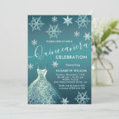 Invitation Hiver merveilleux flocons de neige Quinceañera (Debout devant)