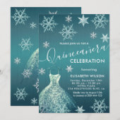 Invitation Hiver merveilleux flocons de neige Quinceañera (Devant / Derrière)