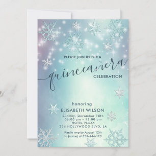Invitation Hiver merveilleux flocons de neige Quinceañera