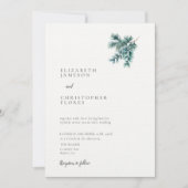 Invitation Hiver Minimaliste Pin Botanique Mariage élégant (Devant)