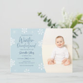 Invitation Hiver moderne Notre petit flocon de neige 1er anni (Debout devant)