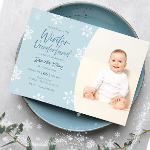 Invitation Hiver moderne Notre petit flocon de neige 1er anni