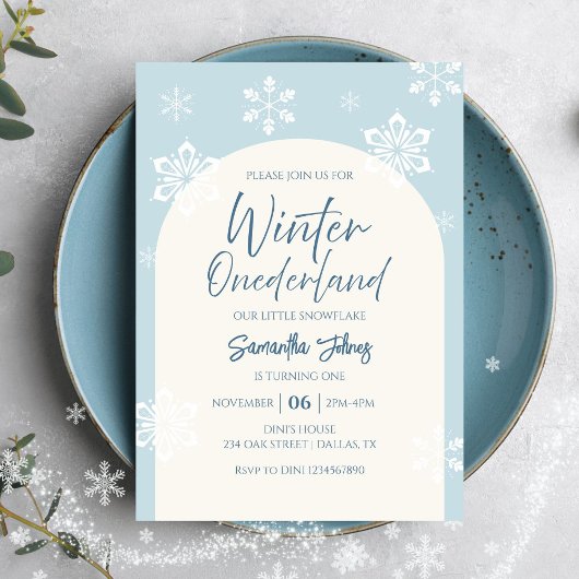 Invitation Hiver moderne Notre petit flocon de neige 1er anni