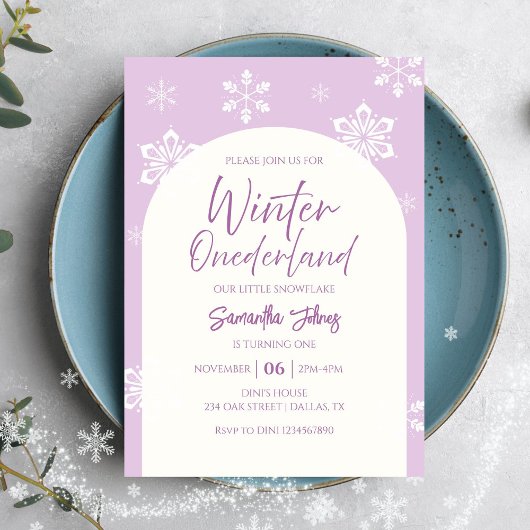 Invitation Hiver moderne Notre petit flocon de neige 1er anni