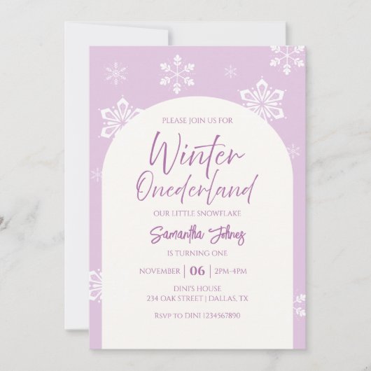 Invitation Hiver moderne Notre petit flocon de neige 1er anni (Devant)