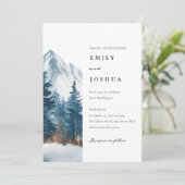 Invitation Hiver Montagnes Pine Tree Mariage (Debout devant)