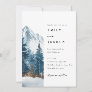 Invitation Hiver Montagnes Pine Tree Mariage