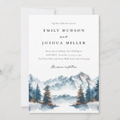 Invitation Hiver Montagnes Pine Tree Mariage (Devant)