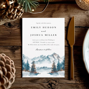 Invitation Hiver Montagnes Pine Tree Mariage
