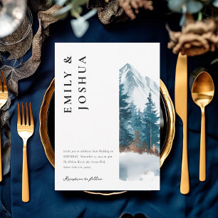 Invitation Hiver Montagnes Pine Tree Mariage