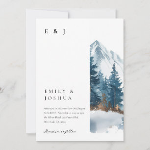 Invitation Hiver Montagnes Pine Tree Tout en un Mariage