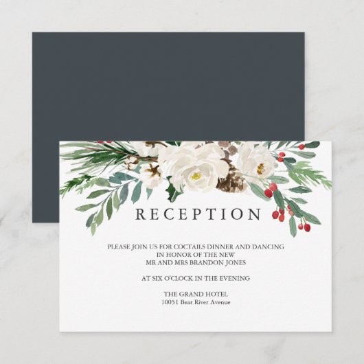 Invitation Hiver Mystique | Enclos pour Réception de MARIAGE (Devant / Derrière)