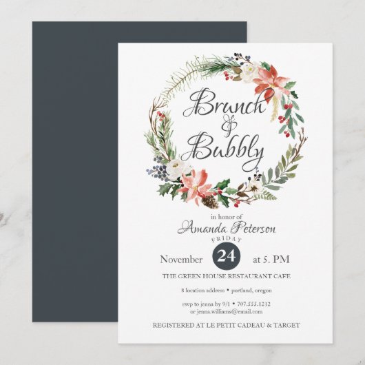 Invitation Hiver mystique | MARIAGE WREATCH BRUNCH Bubbly (Devant / Derrière)