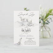 Invitation Hiver Neige Artic White Fox baby shower (Debout devant)