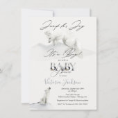 Invitation Hiver Neige Artic White Fox baby shower (Devant)