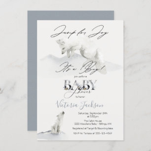 Invitation Hiver Neige Artic White Fox baby shower