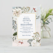 Invitation Hiver neige bleue poussiéreuse en amour Douche nup (Debout devant)