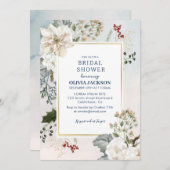 Invitation Hiver neige bleue poussiéreuse en amour Douche nup (Devant / Derrière)