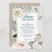 Invitation Hiver neige bleue poussiéreuse en amour Douche nup (Devant / Derrière)