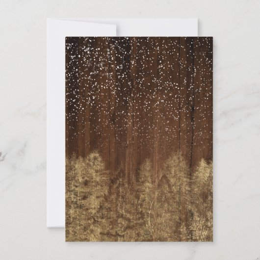 Invitation Hiver neige bois pinède forêt mariage (Dos)