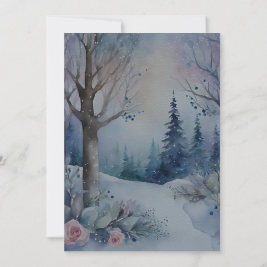 Invitation Hiver Neige Marine Blue Robe Forêt Quinceañera (Dos)