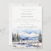 Invitation Hiver Neige Montagne Ski Paysage Couples Douche (Devant)