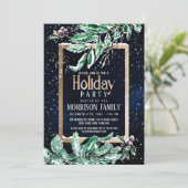 Invitation Hiver Neige Or Marine Levier Aquarelle Vacances (Debout devant)